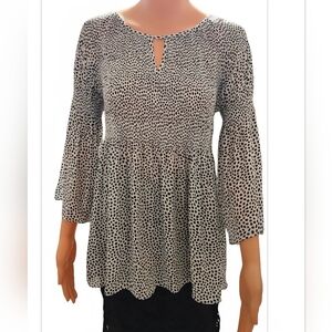 Spense Black and White Patterned Blouse